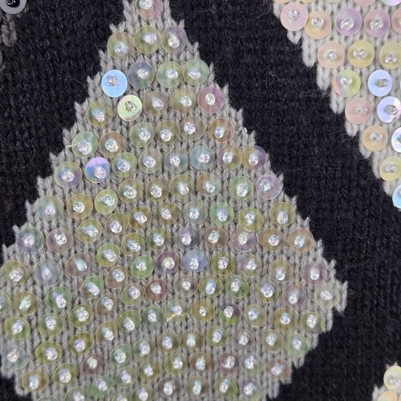 Alfred Dunner Petite Size Med Argyle Front Pullover Sweater Sequin Embellishment - Picture 4 of 11
